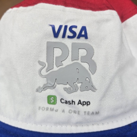 Men's New Era White RB Visa Cash App Essential Color Block Bucket Hat - Picture 3 of 7